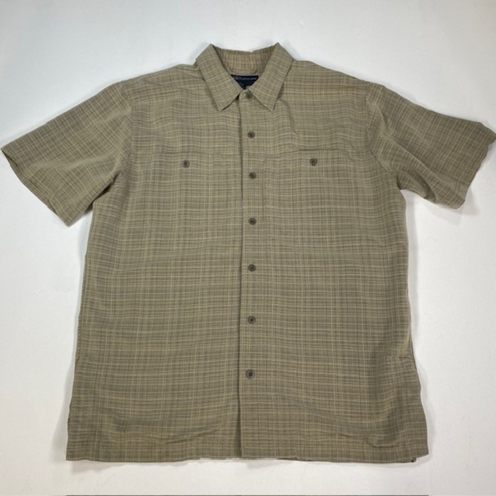 5.11 Tactical Series Mens‎ Large Tan Plaid Short Sleeve Button Up Utility Shirt